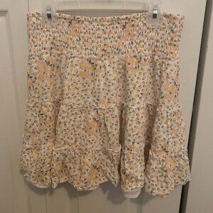 American Eagle Floral Smocked Tiered Mini Skirt